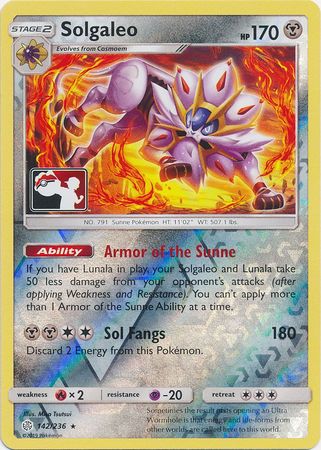Solgaleo (142/236) (Pokémon Club Special Print) [Sun & Moon: Cosmic Eclipse]