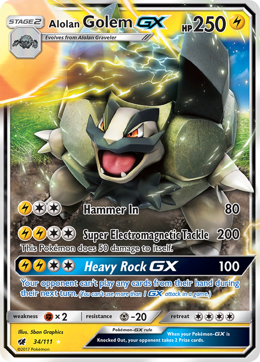 Alolan Golem-GX (34/111) [Sun & Moon: Crimson Invasion]
