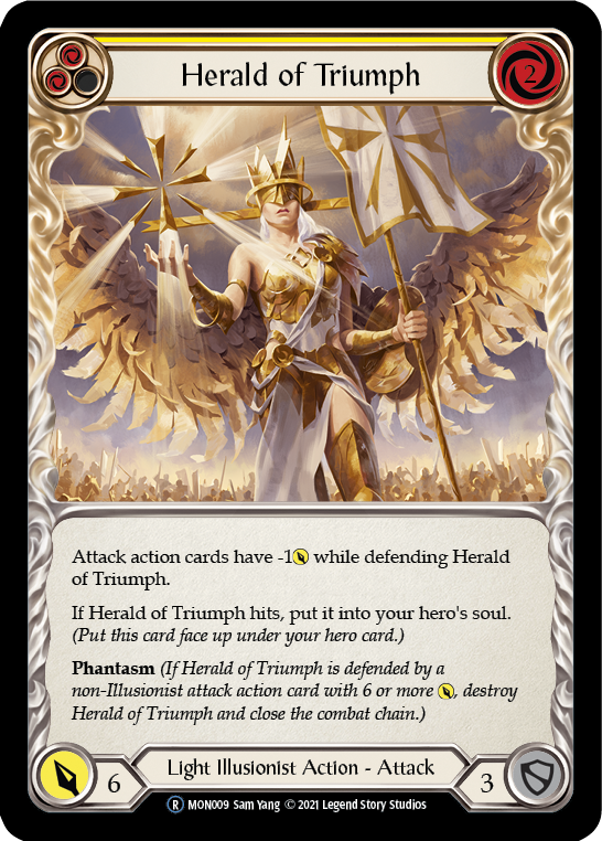 Herald of Triumph (Yellow) [U-MON009-RF] (Monarch Unlimited) Unlimited Rainbow Foil