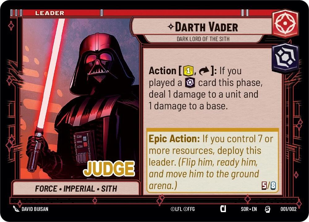 Darth Vader - Dark Lord of the Sith (001/002) (Judge Promo) (001/002) [Spark of Rebellion Promos]