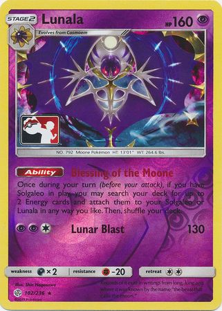 Lunala (102/236) (Pokémon Club Special Print) [Sun & Moon: Cosmic Eclipse]
