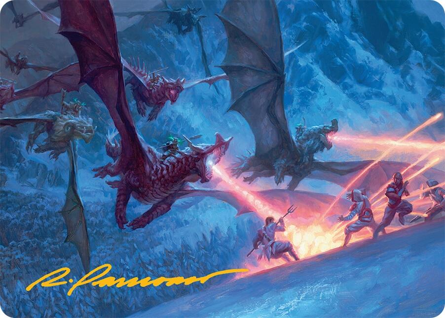 Dragonback Assault Art Card (22/54) (Gold-Stamped Signature) [Tarkir: Dragonstorm Art Series]