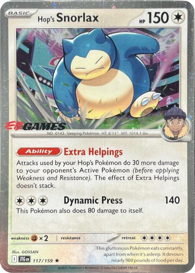 Hop's Snorlax (117/159) (EB Games) (Cosmos Holo) [Scarlet & Violet: Journey Together]