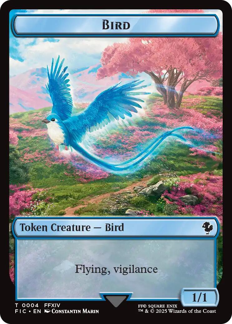 Bird // Hero (0029) Double-Sided Token (Surge Foil) [FINAL FANTASY Commander Tokens]