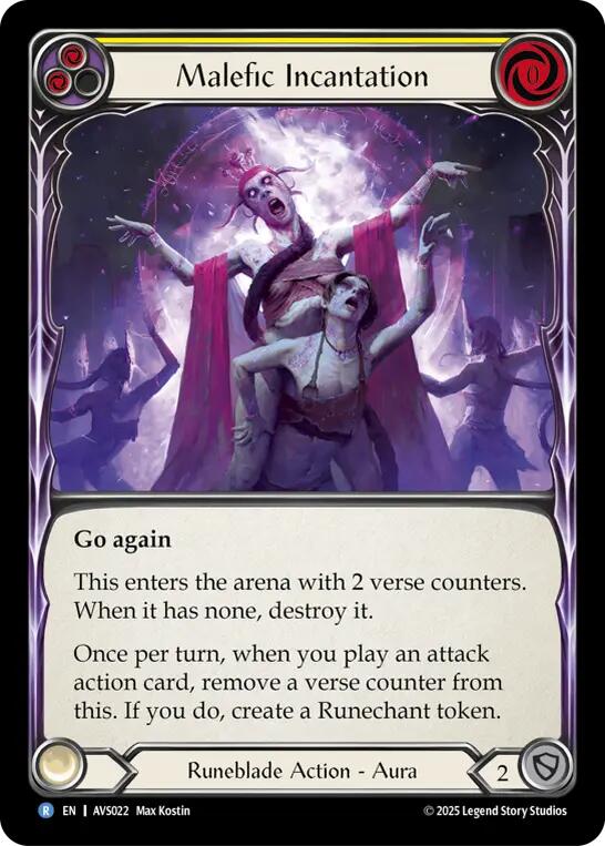 Malefic Incantation (Yellow) [AVS022] (Armory Deck: Legends Viserai)