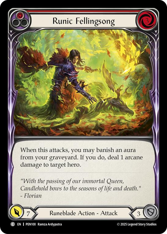 Runic Fellingsong (Red) (Rainbow Foil) [PEN100] (Compendium of Rathe)  Rainbow Foil